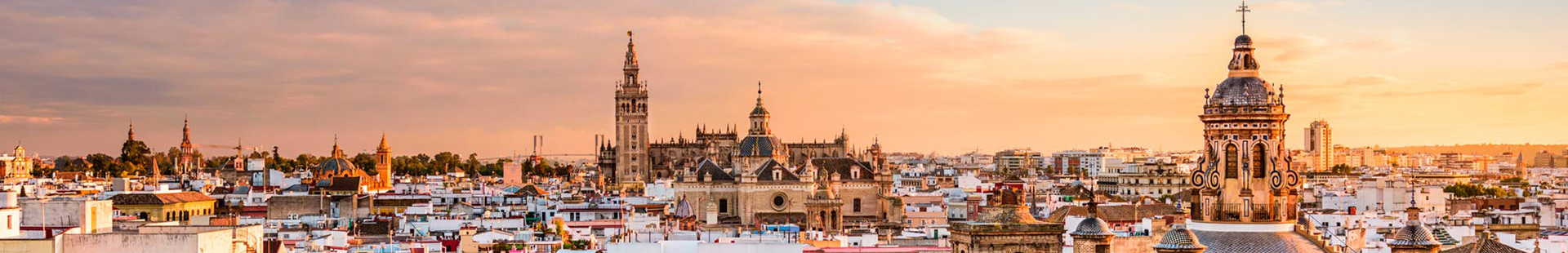 Panorámica de la provincia de Sevilla al atardecer, zona de cobertura para servicios de desatascos urgentes, limpieza de fosas y redes de saneamiento para particulares y empresas.