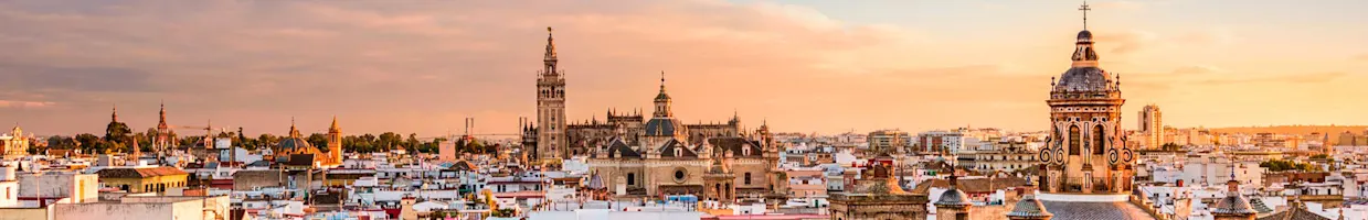 Panorámica de la provincia de Sevilla al atardecer, zona de cobertura para servicios de desatascos urgentes, limpieza de fosas y redes de saneamiento para particulares y empresas.